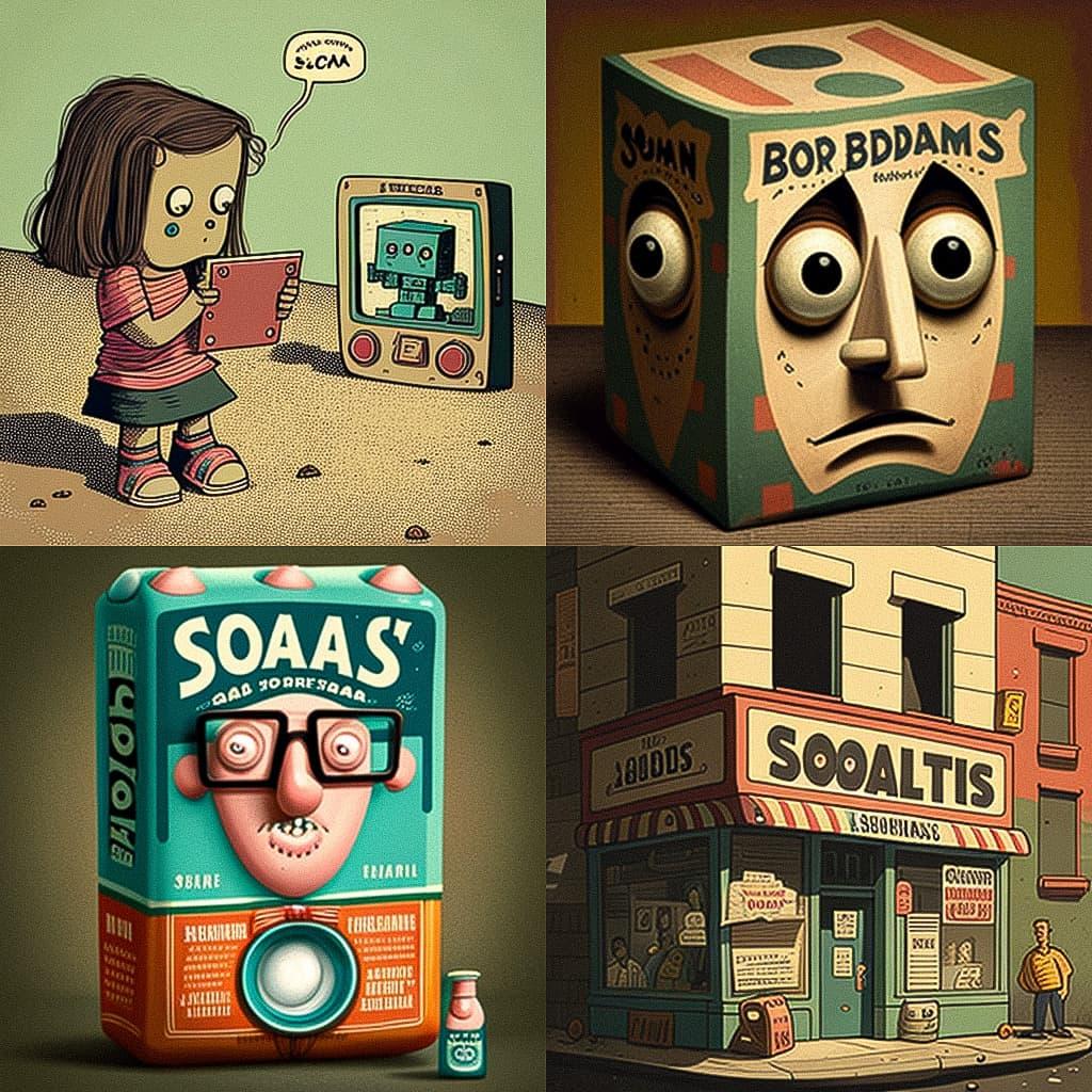 Scott Adams style, Midjourney V4, render 1 of 4