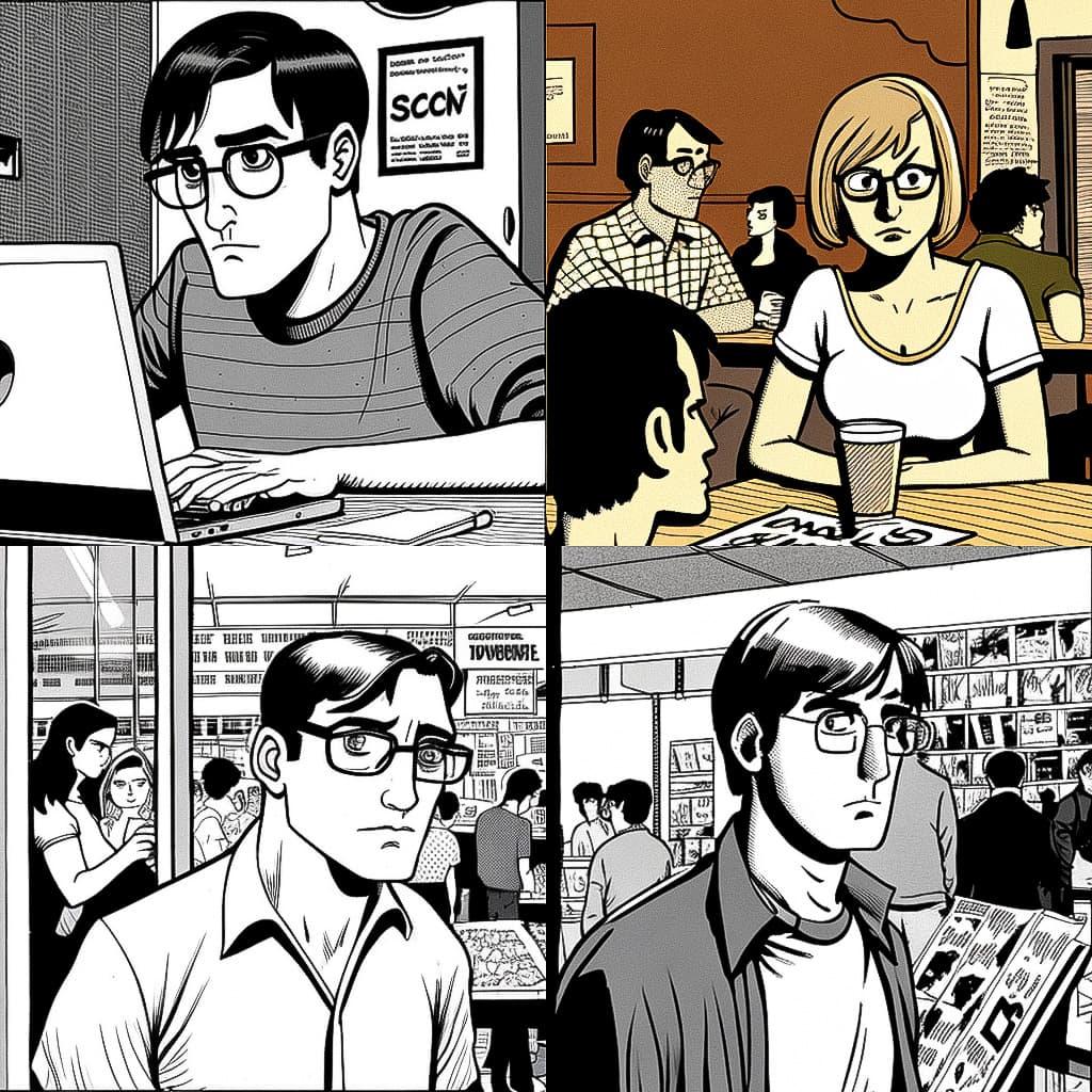 Scott McCloud style, Midjourney V4, render 1 of 4