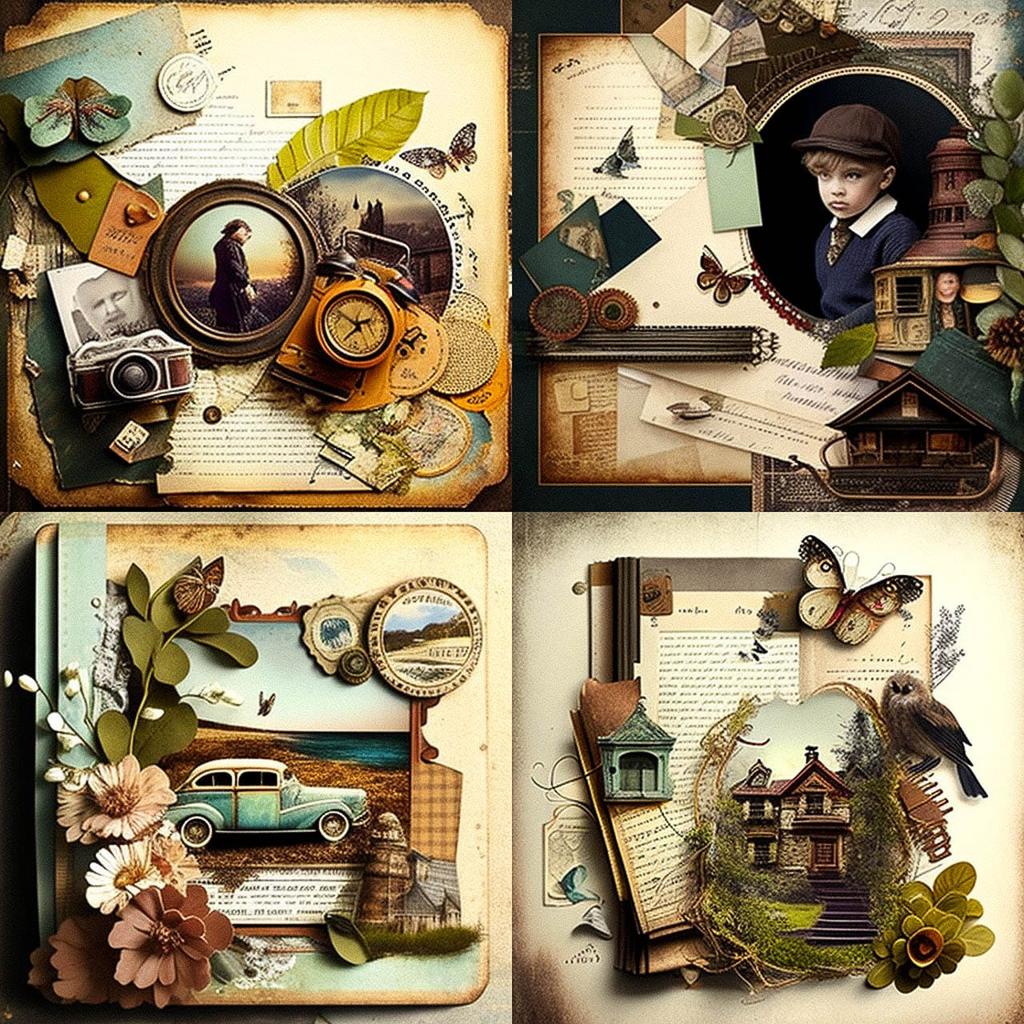Scrapbooking style, Midjourney V4, render 1 of 4