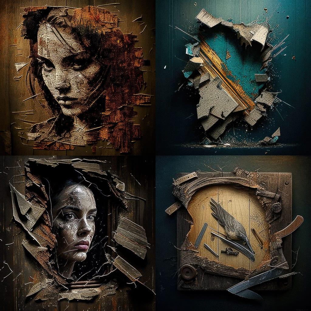 Scraperboard art style, Midjourney V4, render 1 of 4