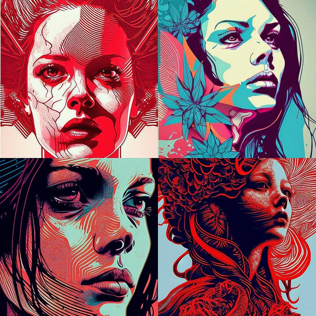 Screenprint style, Midjourney V4, render 1 of 4