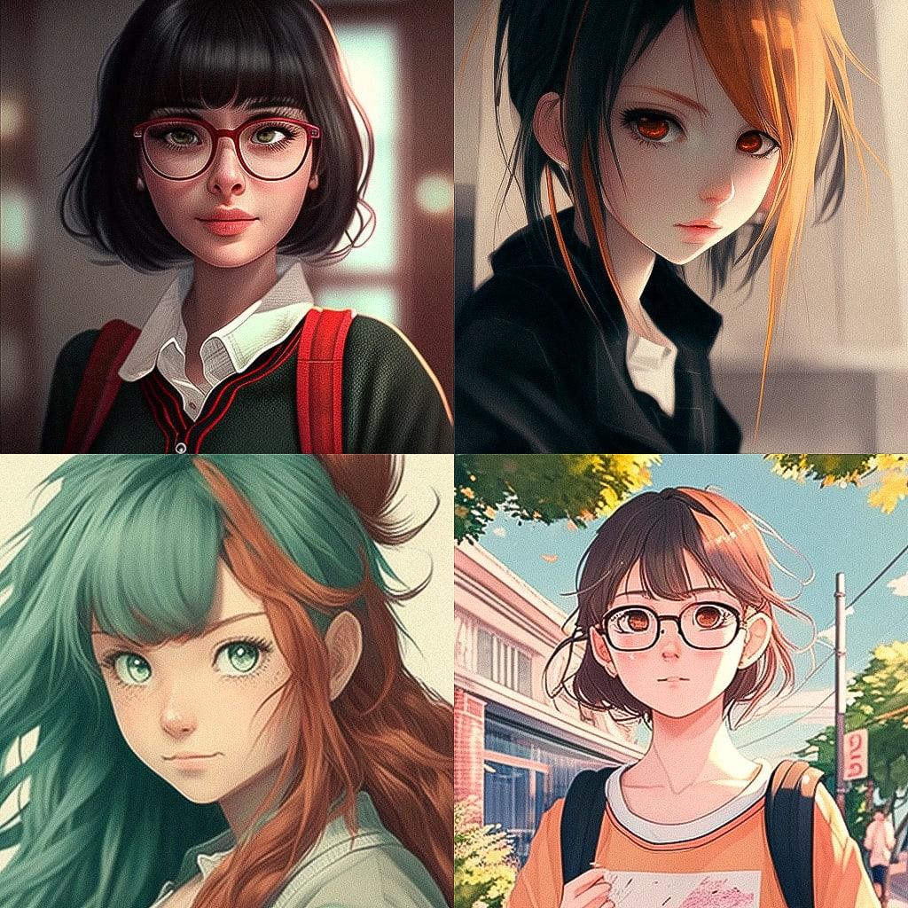 Semi-realistic anime style style, Midjourney V4, render 1 of 4