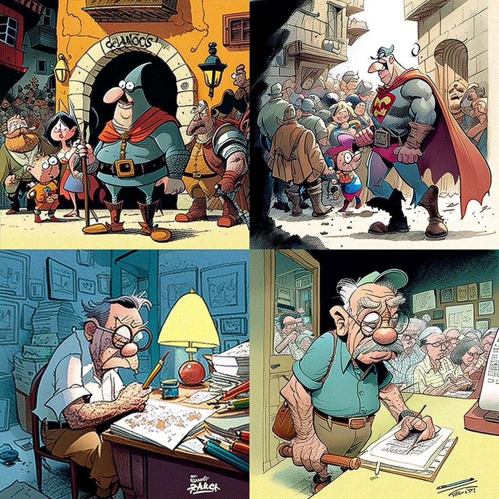 Sergio Aragones style, Midjourney V4, render 1 of 4