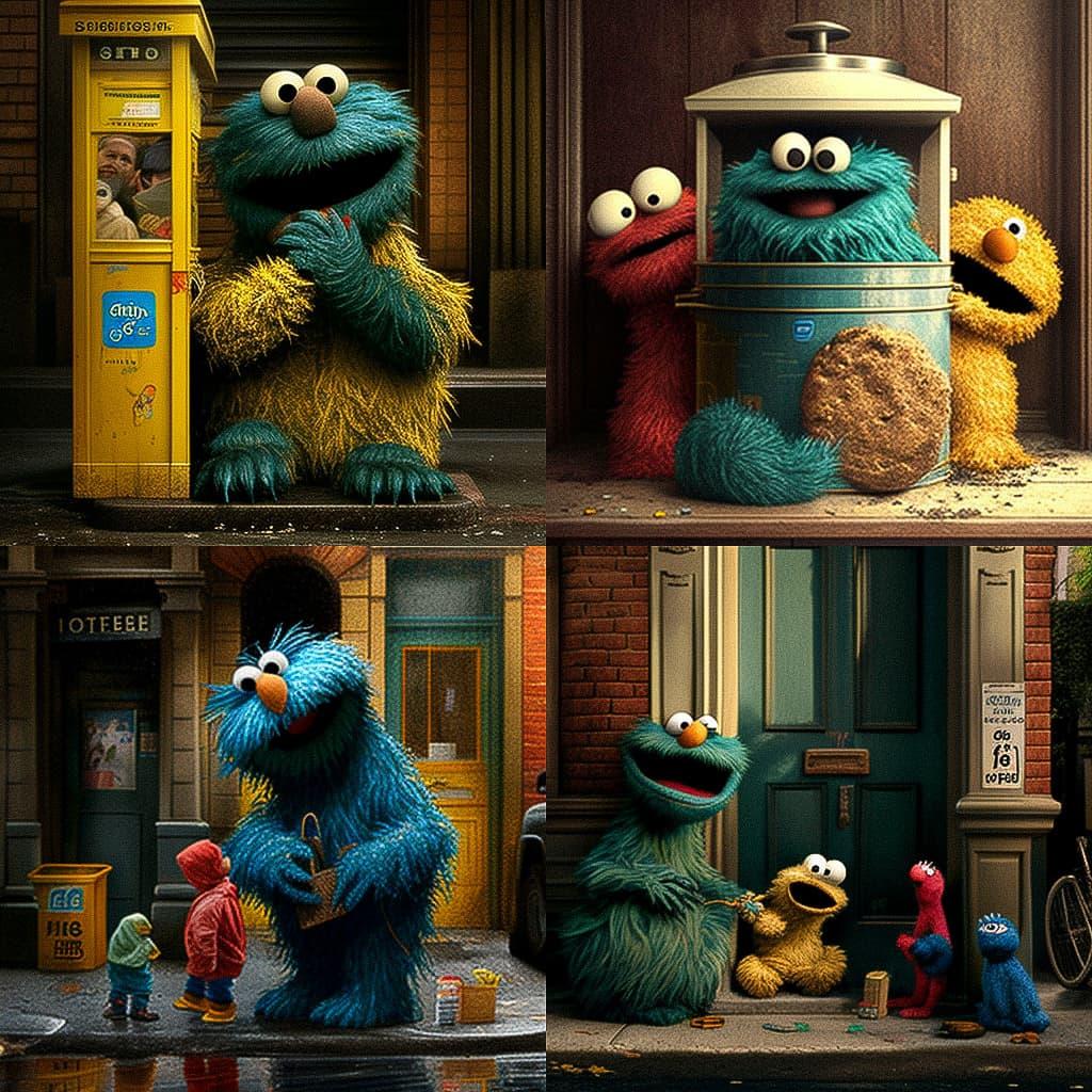 Sesame Street style, Midjourney V4, render 1 of 4