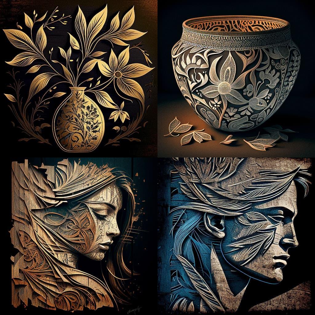 Sgraffito style, Midjourney V4, render 1 of 4