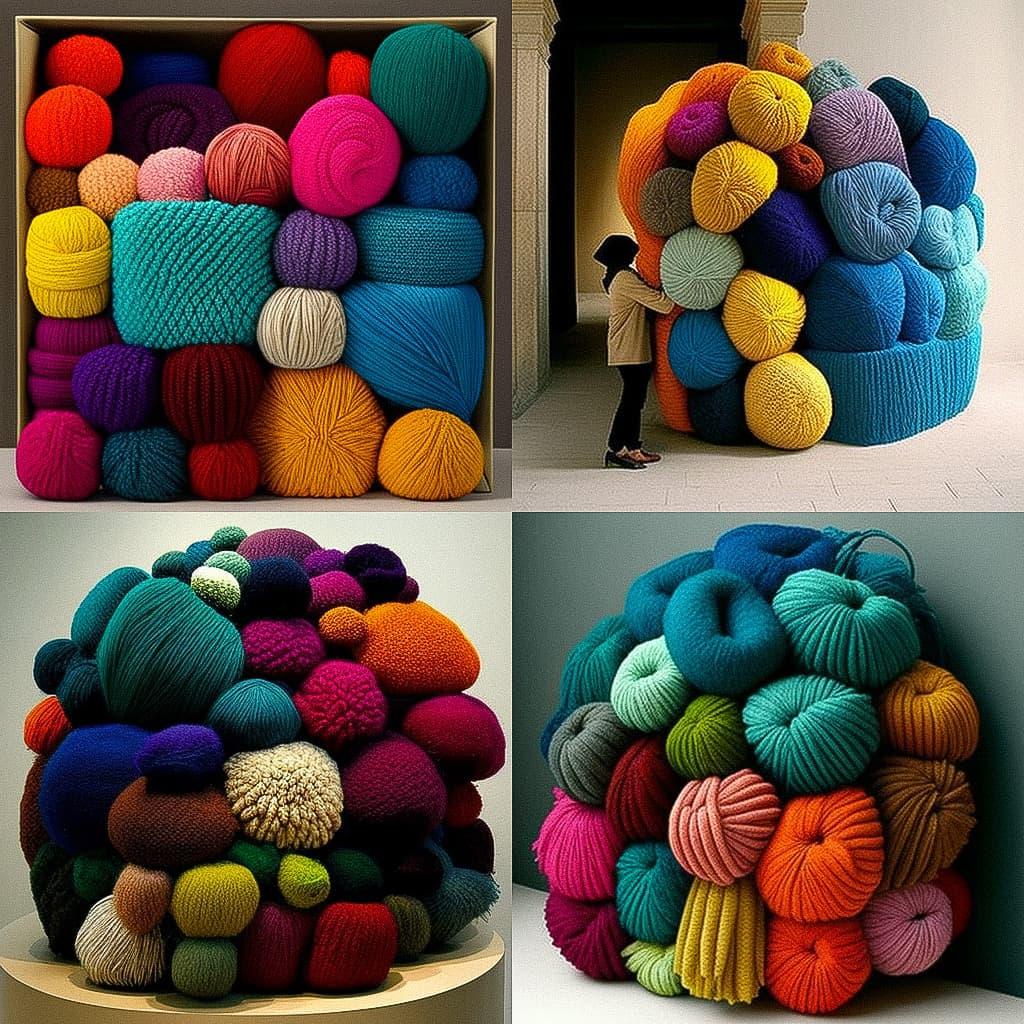 Sheila Hicks style, Midjourney V4, render 1 of 4