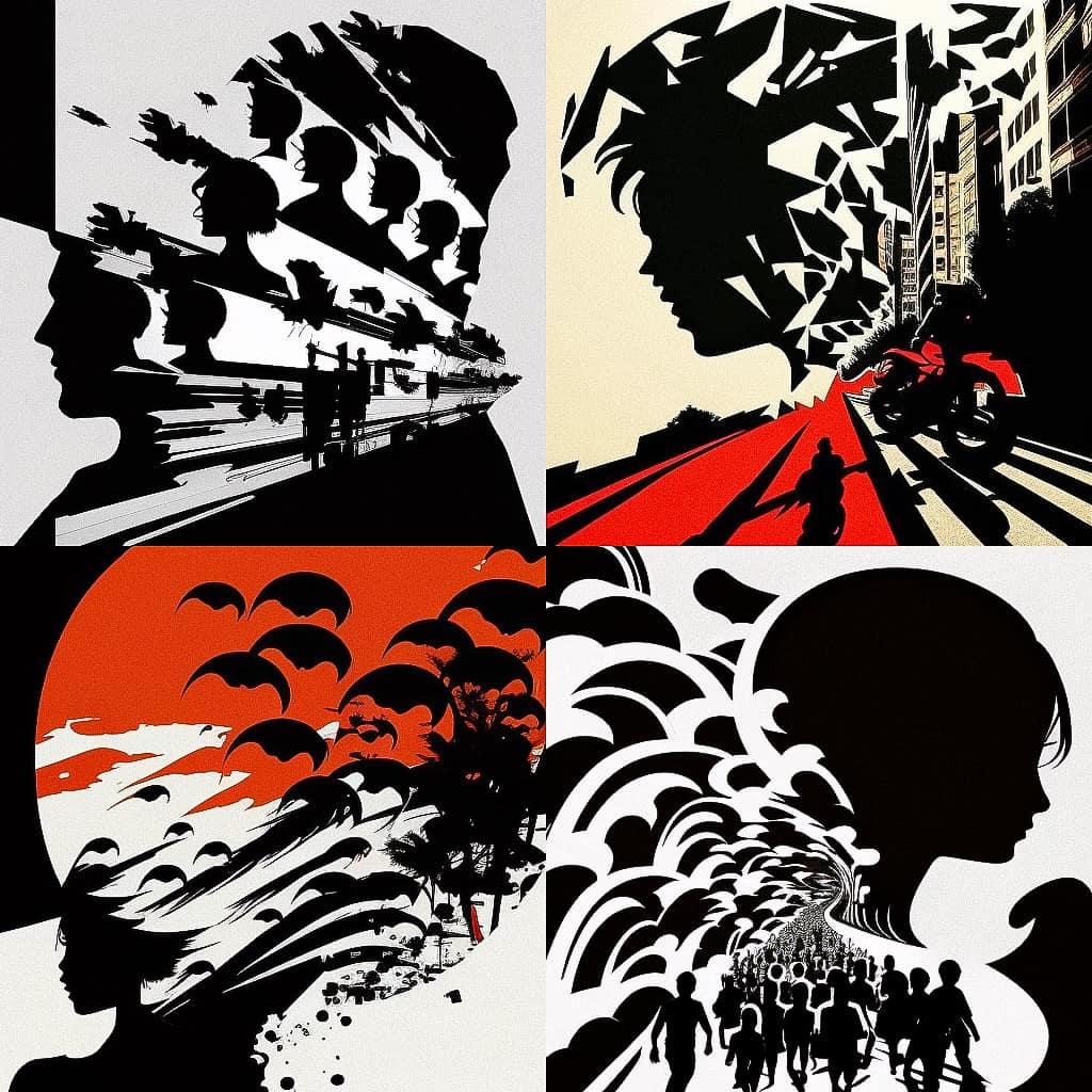 Shigeo Fukuda style, Midjourney V4, render 1 of 4