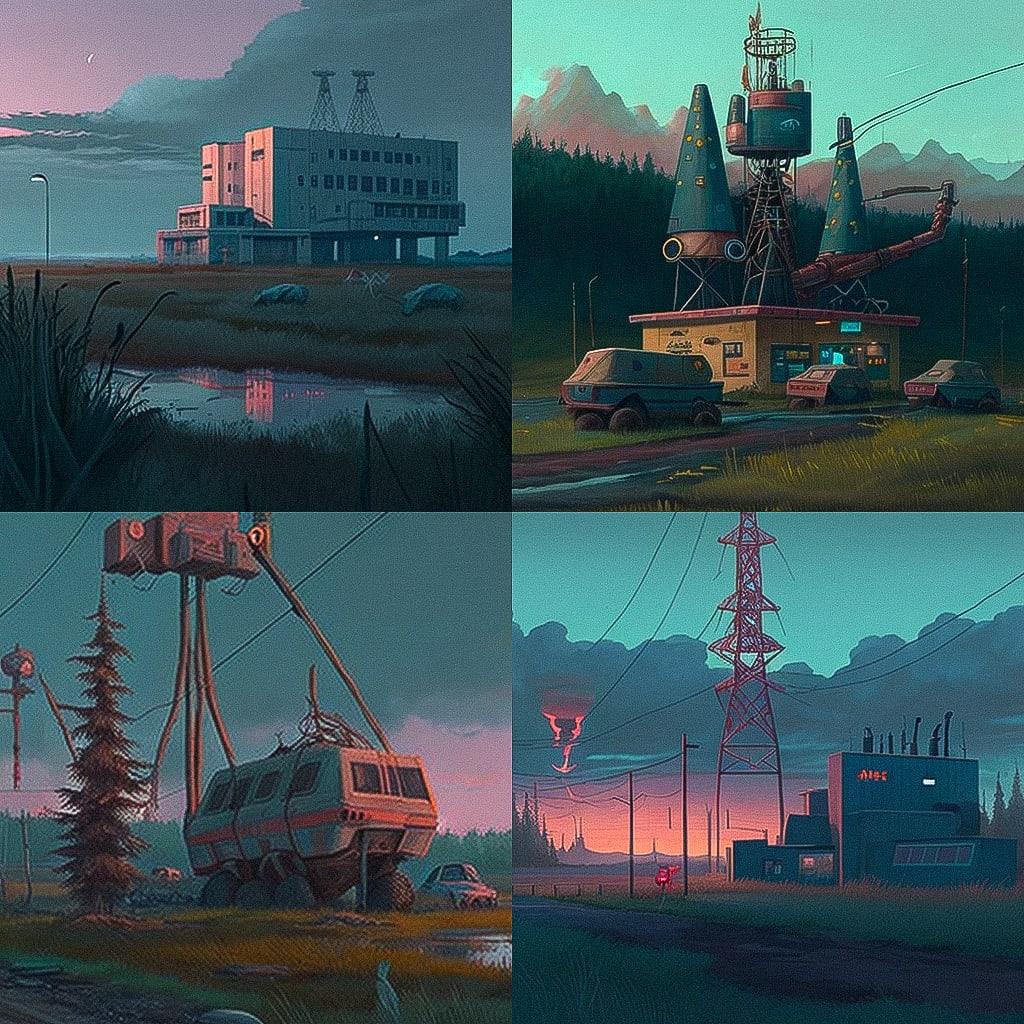 Simon Stalenhag style, Midjourney V4, render 1 of 4