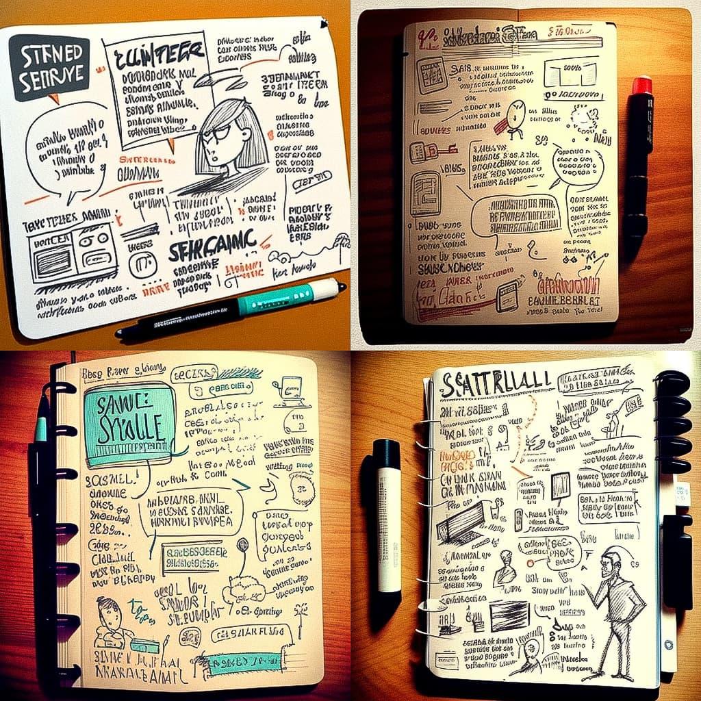 Sketchnote style style, Midjourney V4, render 1 of 4