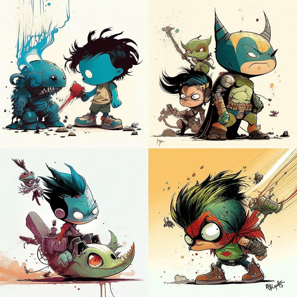 Skottie Young style, Midjourney V4, render 1 of 4