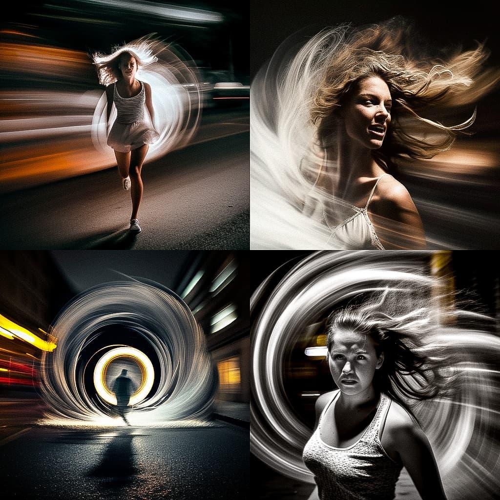 Slow shutter speed style, Midjourney V4, render 1 of 4