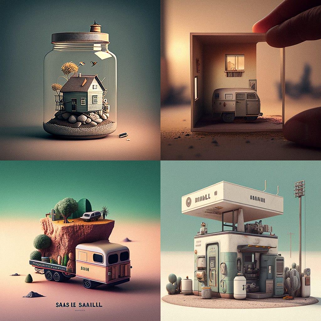 Small scale style, Midjourney V4, render 1 of 4
