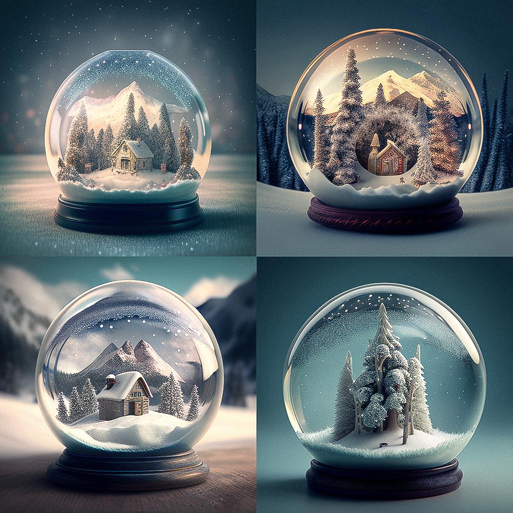 Snowglobe style, Midjourney V4, render 1 of 4