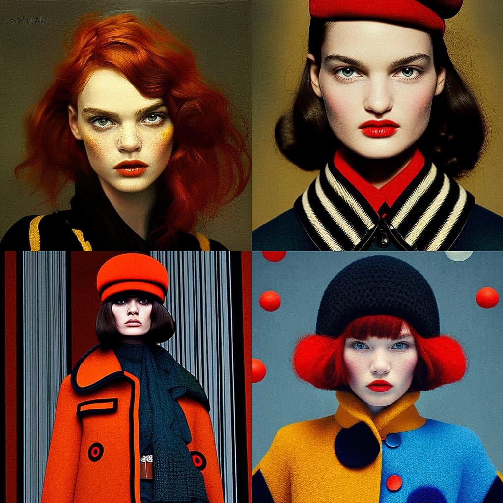 Sonia Rykiel style, Midjourney V4, render 1 of 4