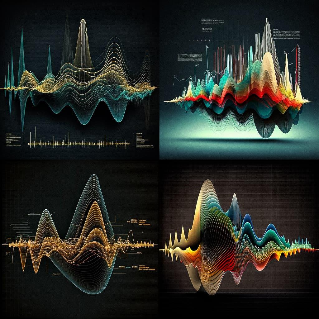 Sound wave diagram style, Midjourney V4, render 1 of 4