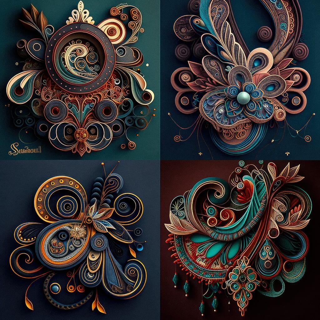 Soutache style, Midjourney V4, render 1 of 4