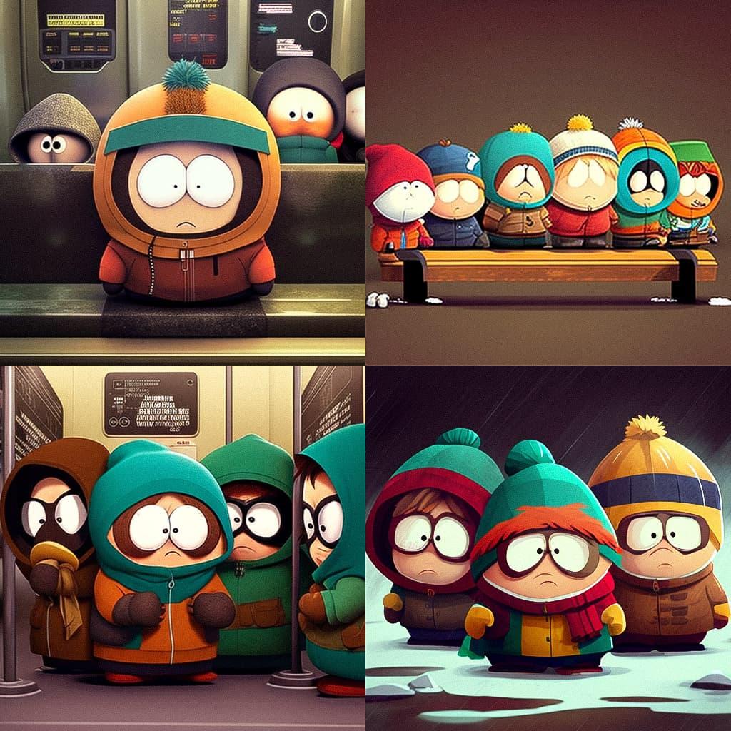 South Park style, Midjourney V4, render 1 of 4