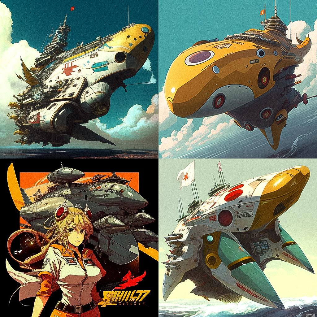 Space Battleship Yamato style, Midjourney V4, render 1 of 4
