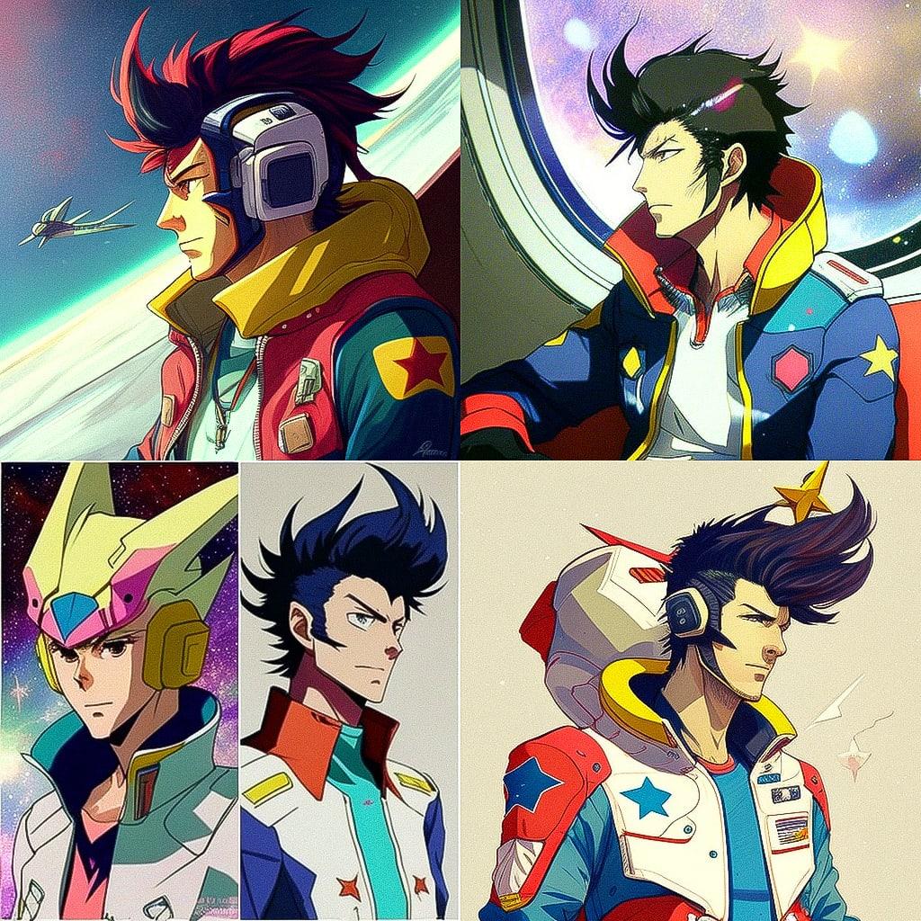 Space Dandy style, Midjourney V4, render 1 of 4