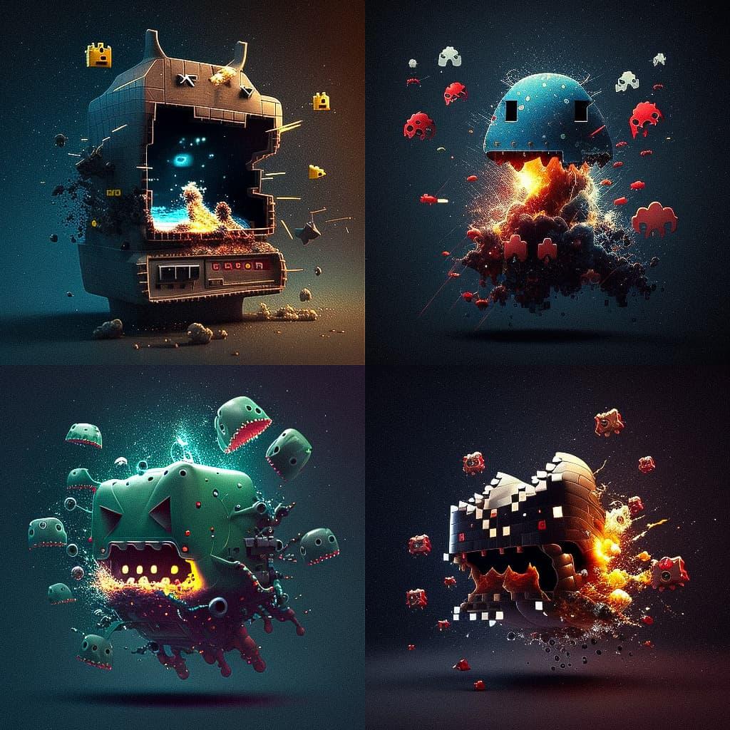 Space Invaders style, Midjourney V4, render 1 of 4