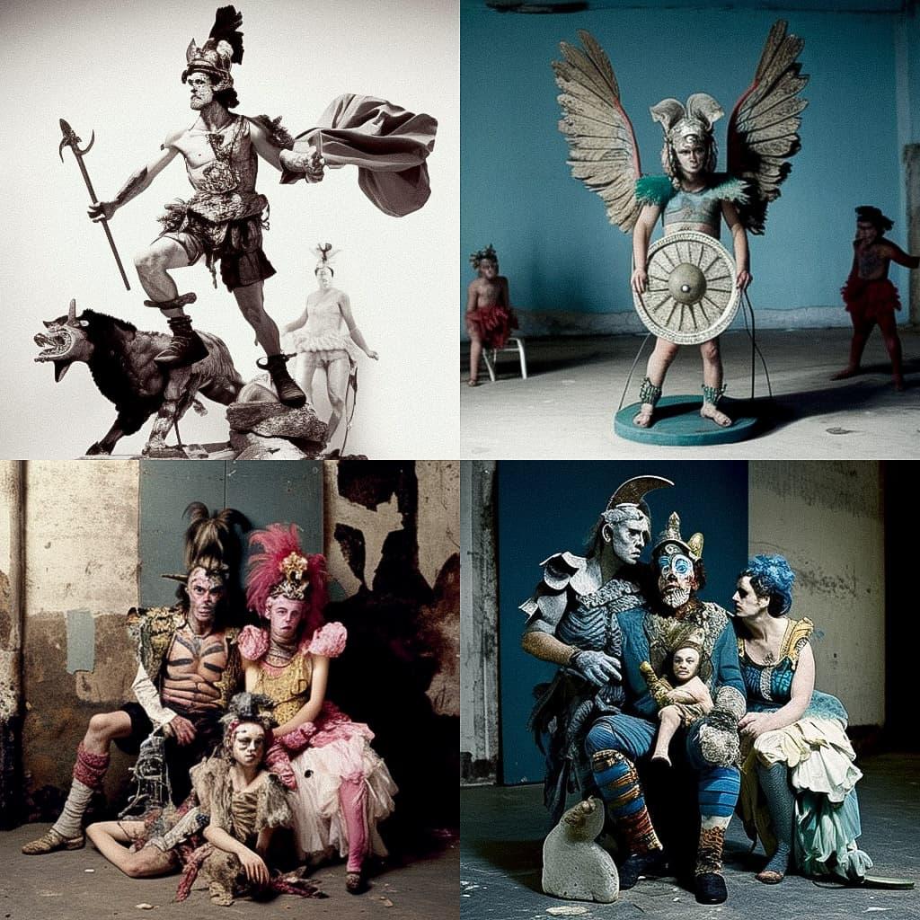 Spartacus Chetwynd style, Midjourney V4, render 1 of 4