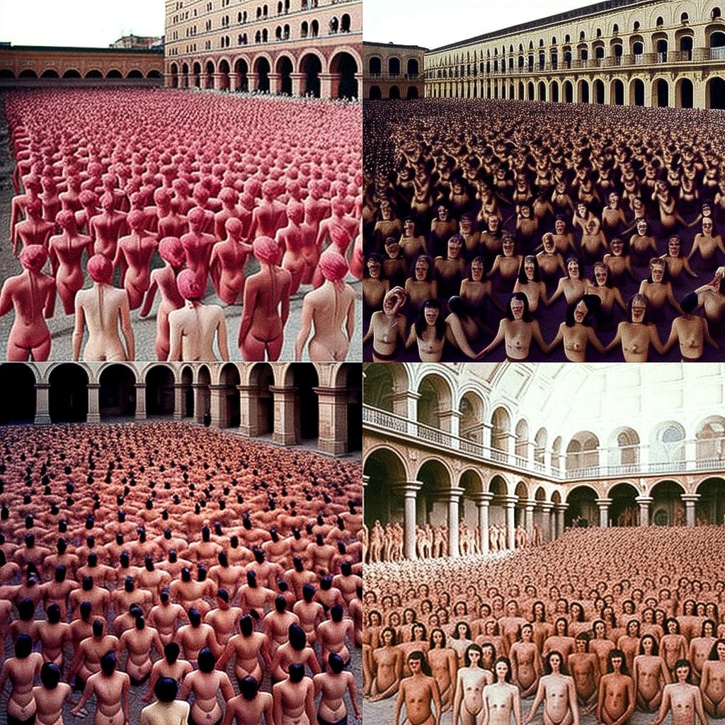 Spencer Tunick style, Midjourney V4, render 1 of 4
