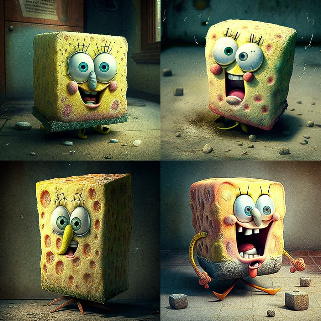 SpongeBob SquarePants style, Midjourney V4, render 1 of 4