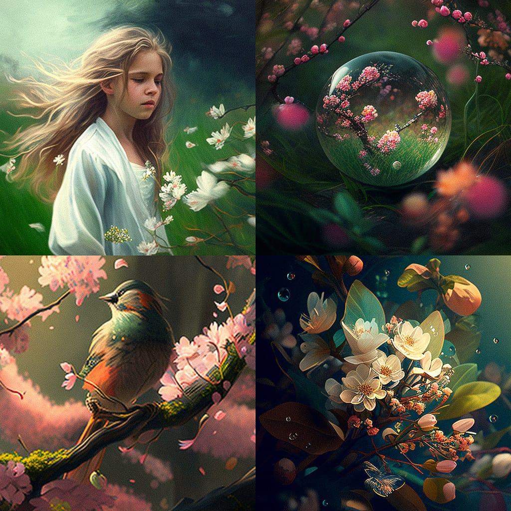 Spring style, Midjourney V4, render 1 of 4