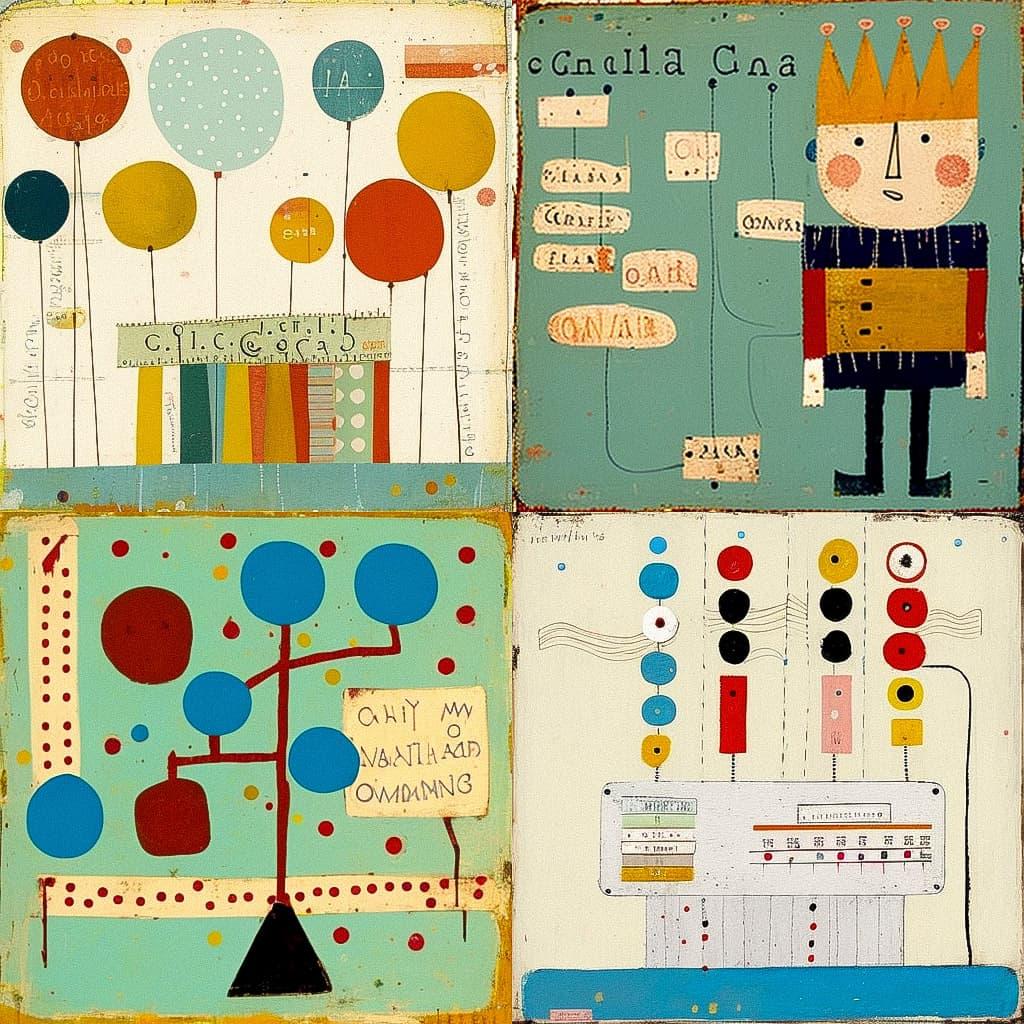 Squeak Carnwath style, Midjourney V4, render 1 of 4