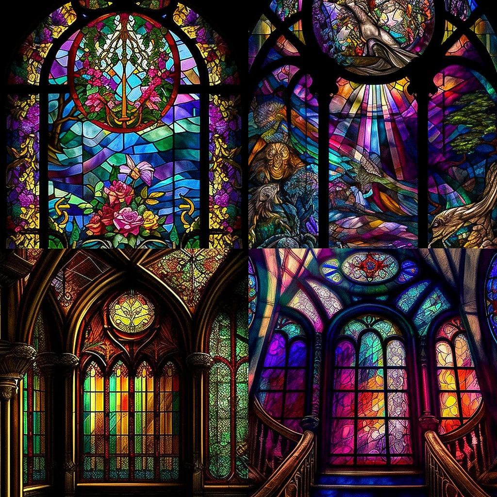 Stained glass style, Midjourney V4, render 1 of 4