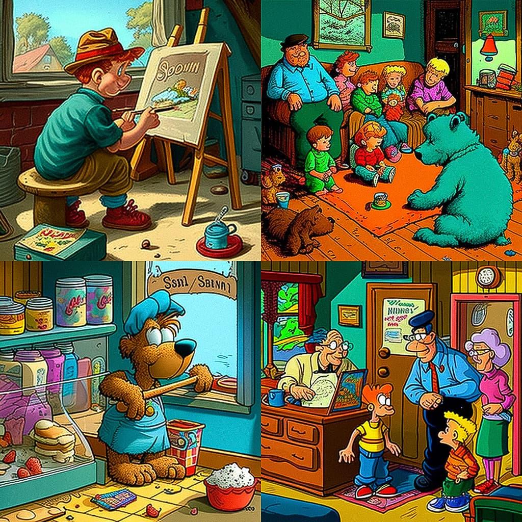 Stan Berenstain style, Midjourney V4, render 1 of 4