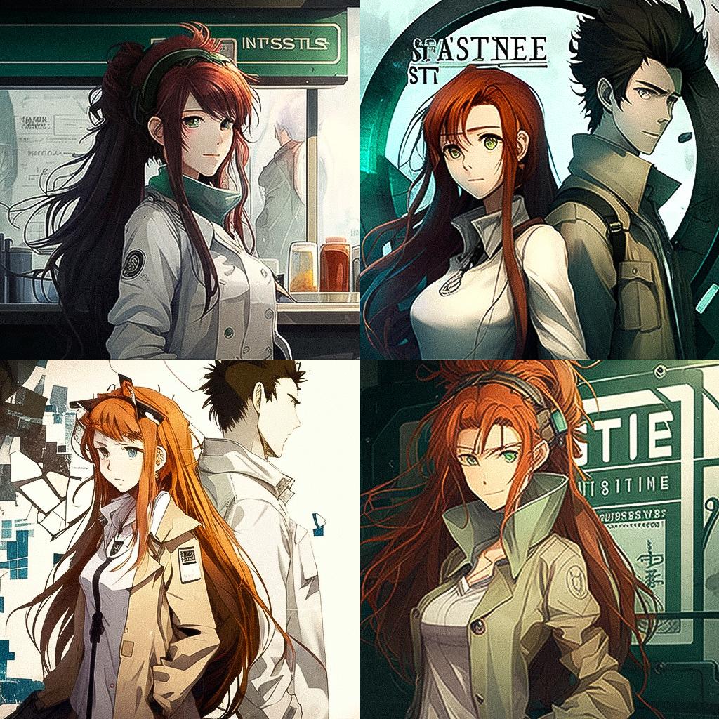 SteinsGate style, Midjourney V4, render 1 of 4