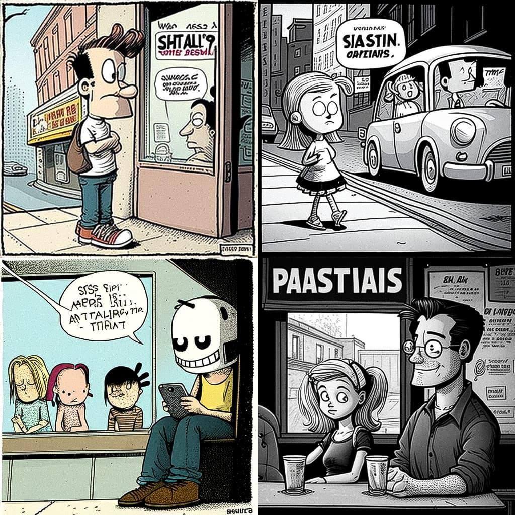 Stephan Pastis style, Midjourney V4, render 1 of 4
