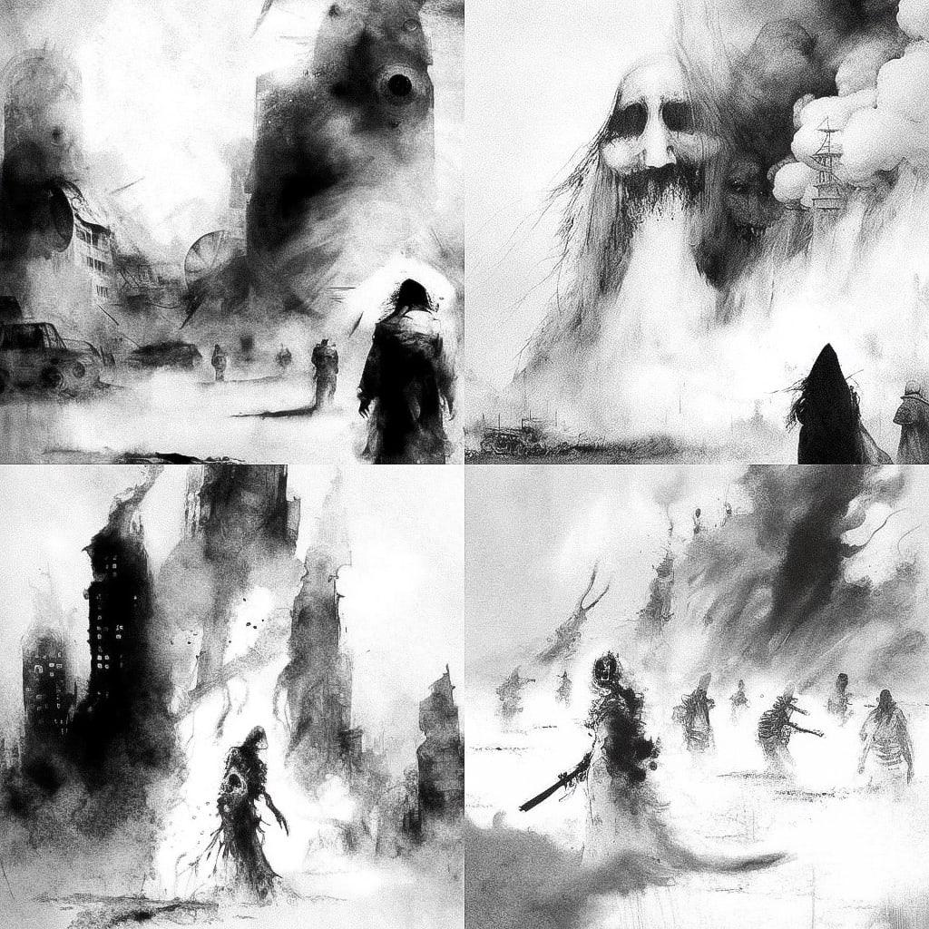 Stephen Gammell style, Midjourney V4, render 1 of 4