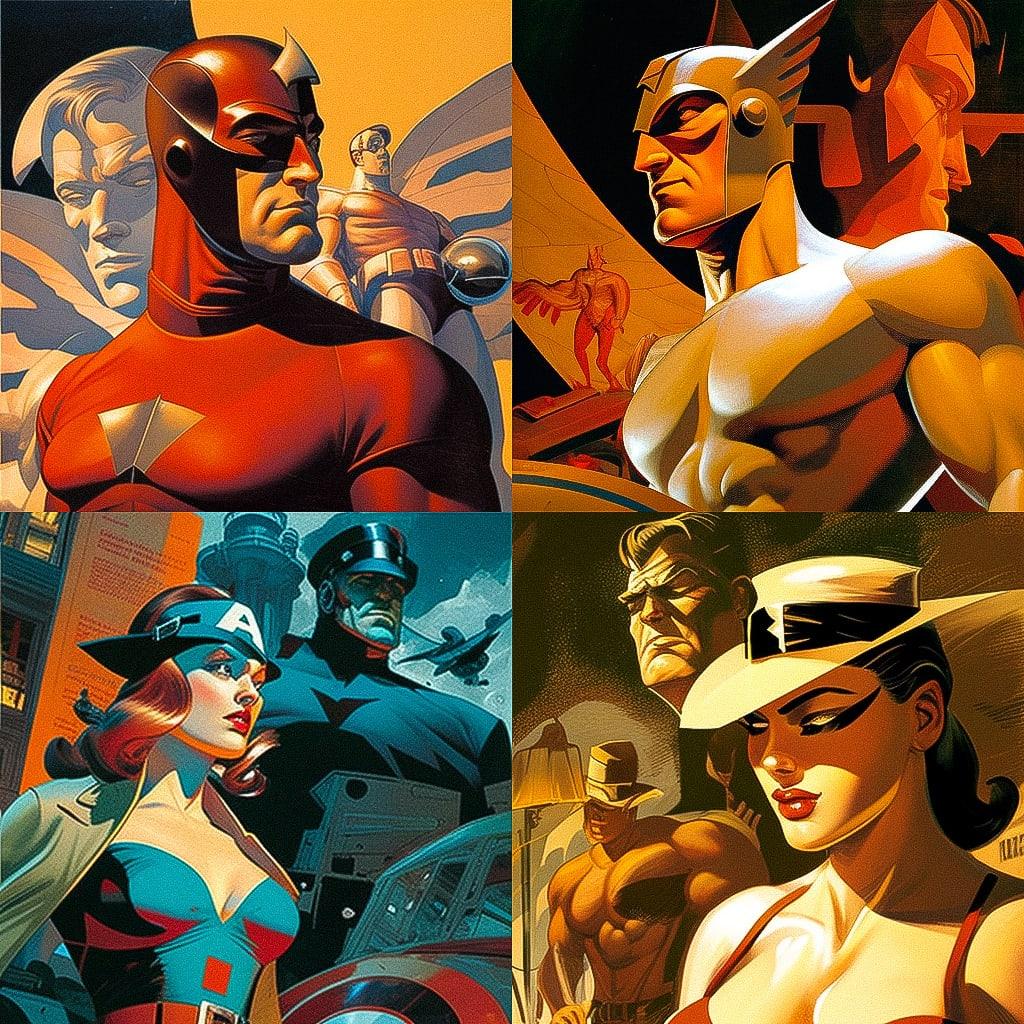 Steve Rude style, Midjourney V4, render 1 of 4