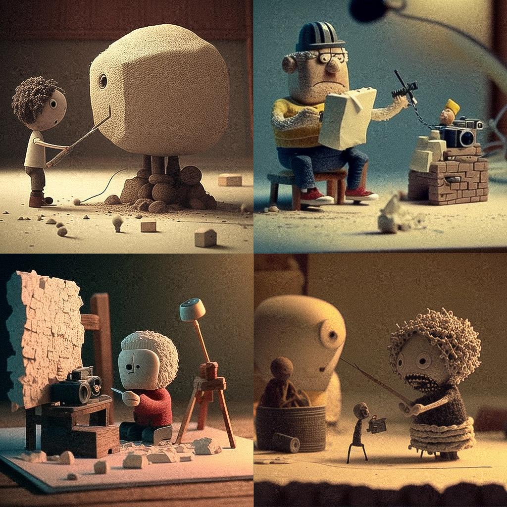 Stop-motion animation style, Midjourney V4, render 1 of 4