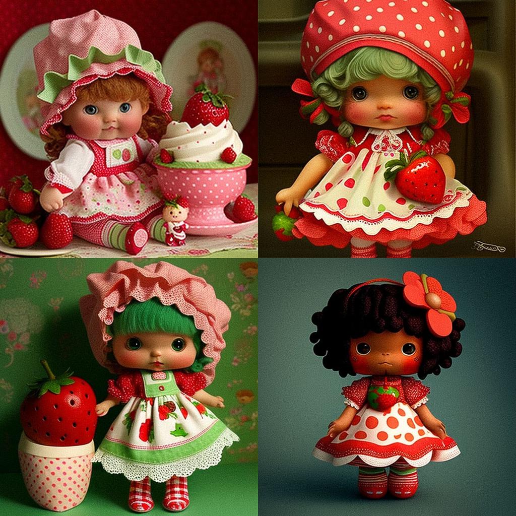 Strawberry Shortcake doll style, Midjourney V4, render 1 of 4