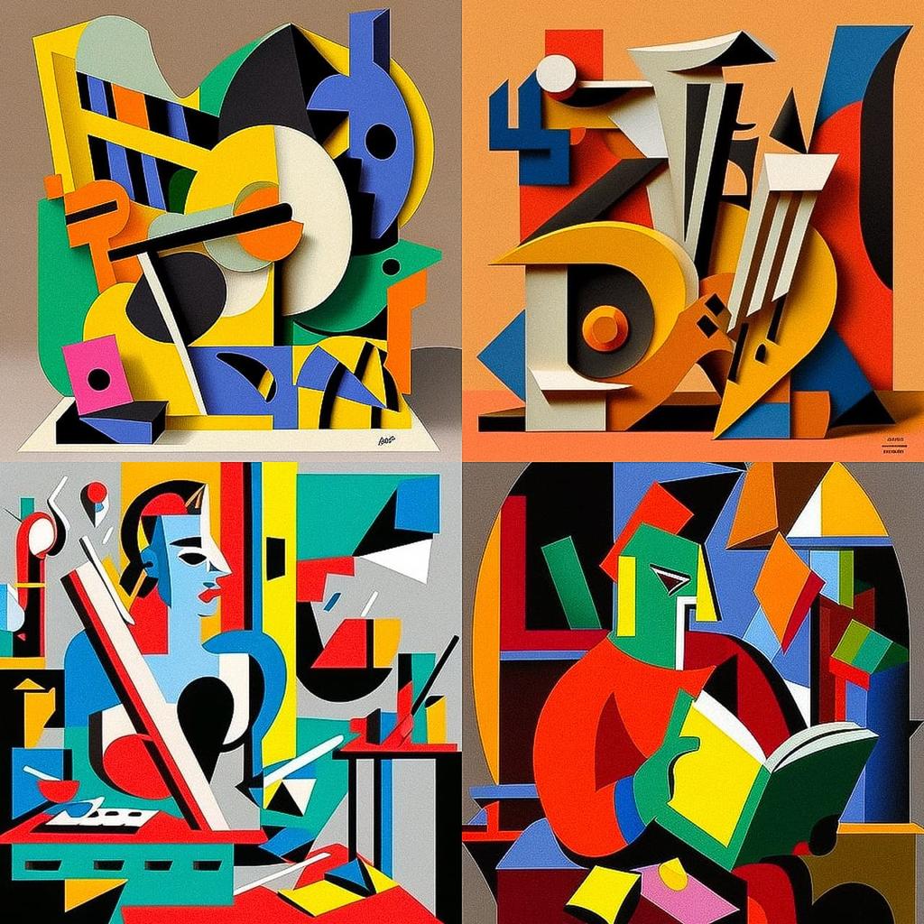 Stuart Davis style, Midjourney V4, render 1 of 4