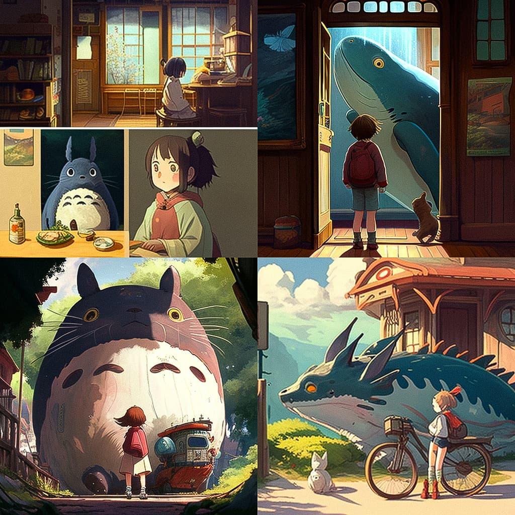 Studio Ghibli style, Midjourney V4, render 1 of 4