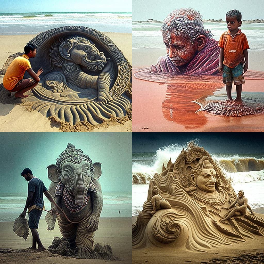 Sudarsan Pattnaik style, Midjourney V4, render 1 of 4