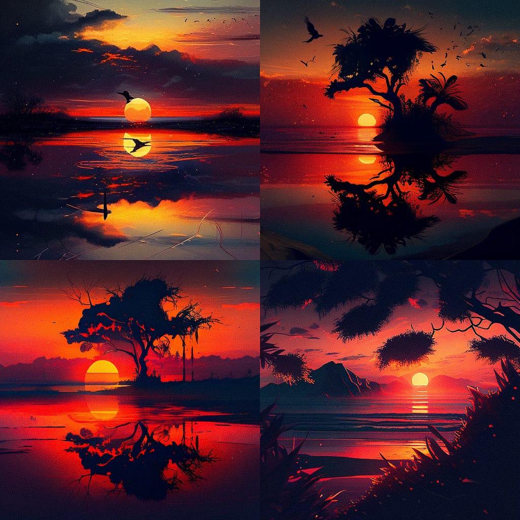 Sunset style, Midjourney V4, render 1 of 4