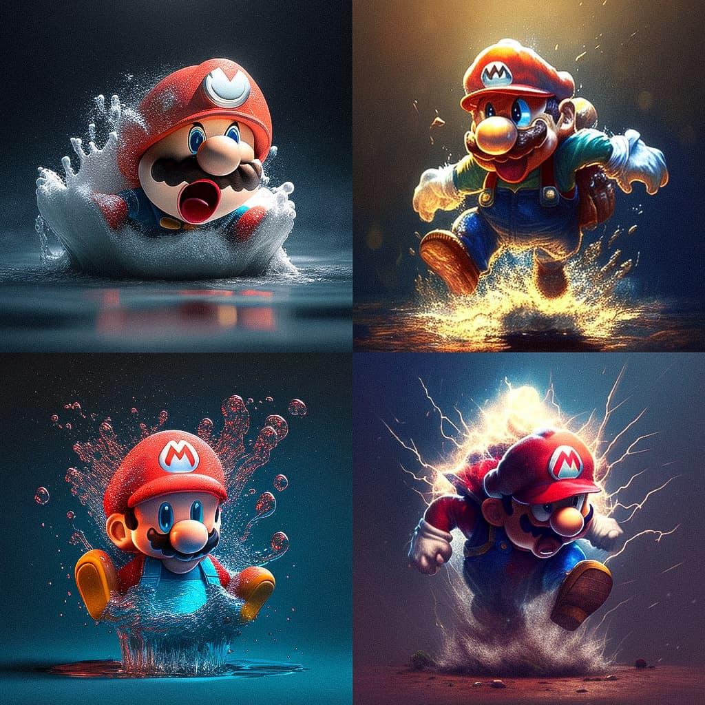Super Mario style, Midjourney V4, render 1 of 4