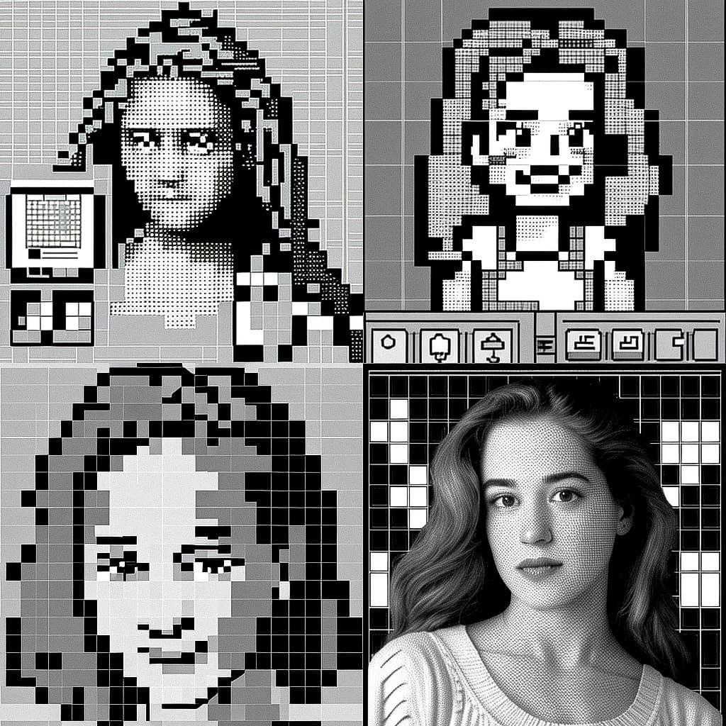 Susan Kare style, Midjourney V4, render 1 of 4
