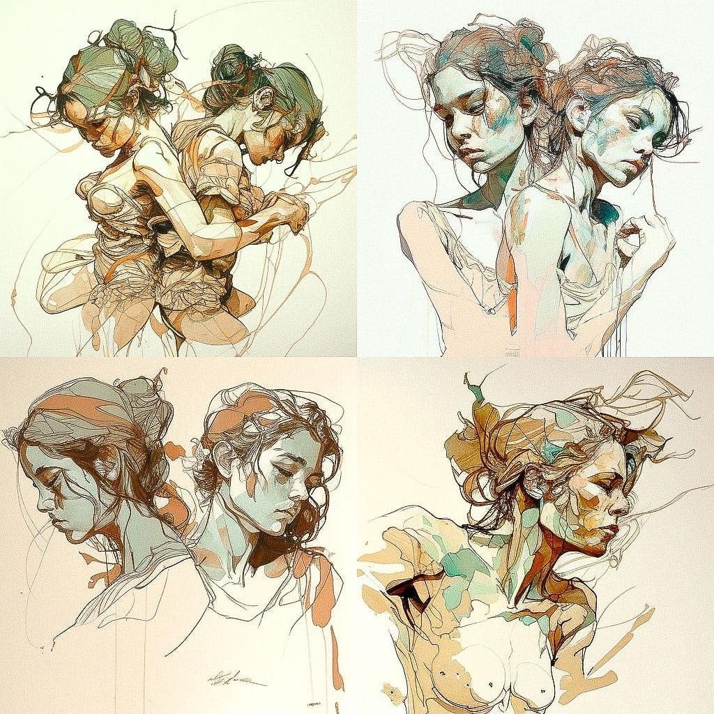 Sylvie Guillot style, Midjourney V4, render 1 of 4
