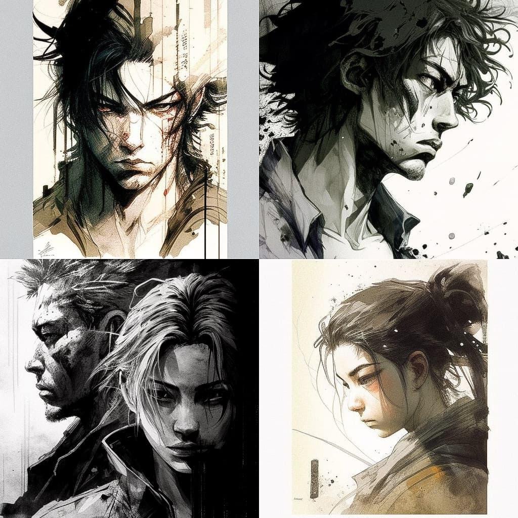 Takehiko Inoue style, Midjourney V4, render 1 of 4