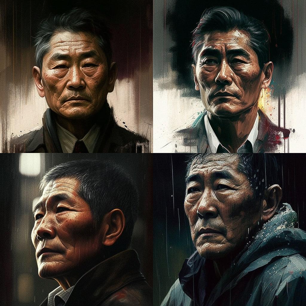 Takeshi Kitano style, Midjourney V4, render 1 of 4