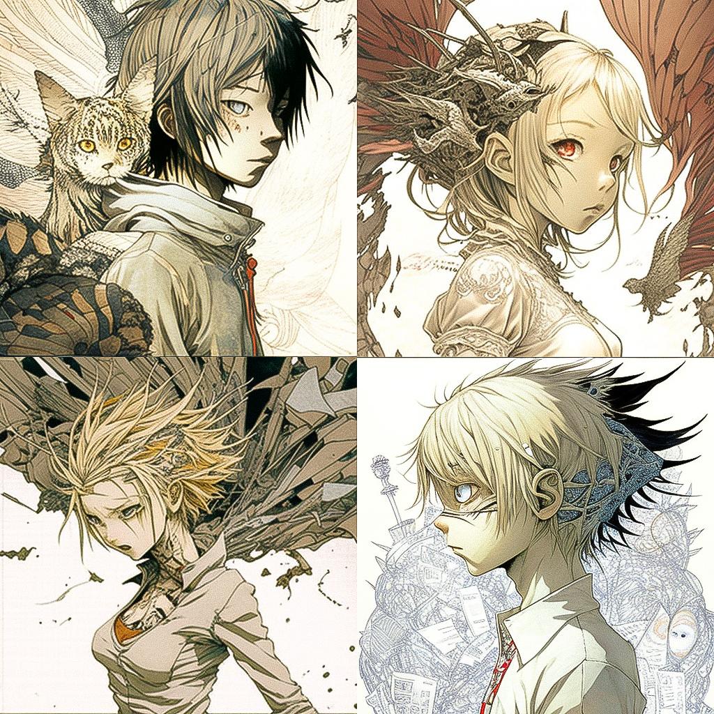 Takeshi Obata style, Midjourney V4, render 1 of 4