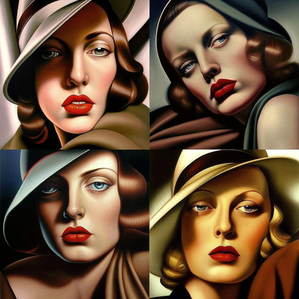 Tamara de Lempicka style, Midjourney V4, render 1 of 4