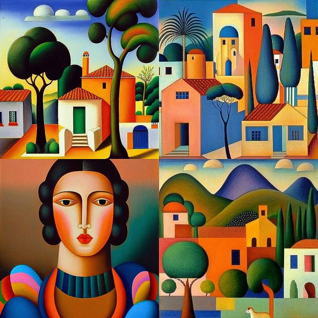 Tarsila do Amaral style, Midjourney V4, render 1 of 4