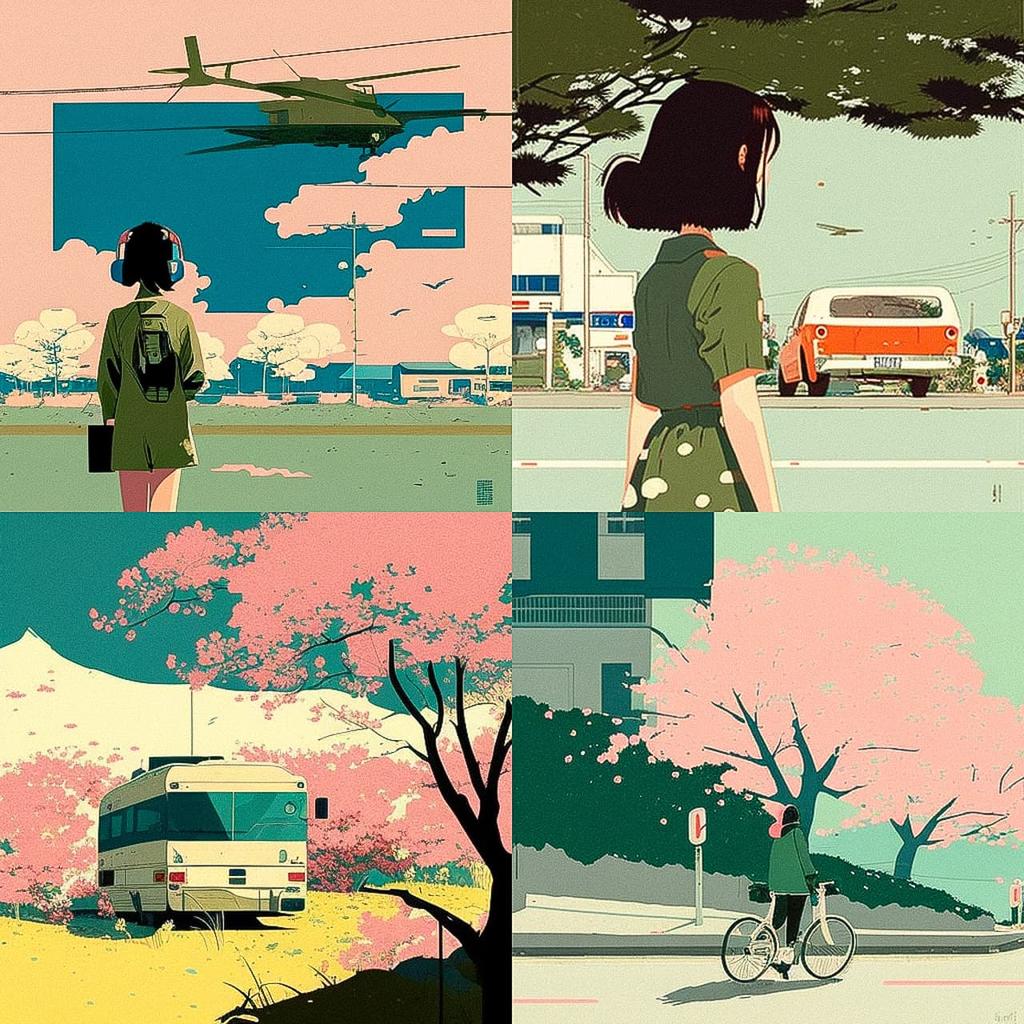 Tatsuro Kiuchi style, Midjourney V4, render 1 of 4
